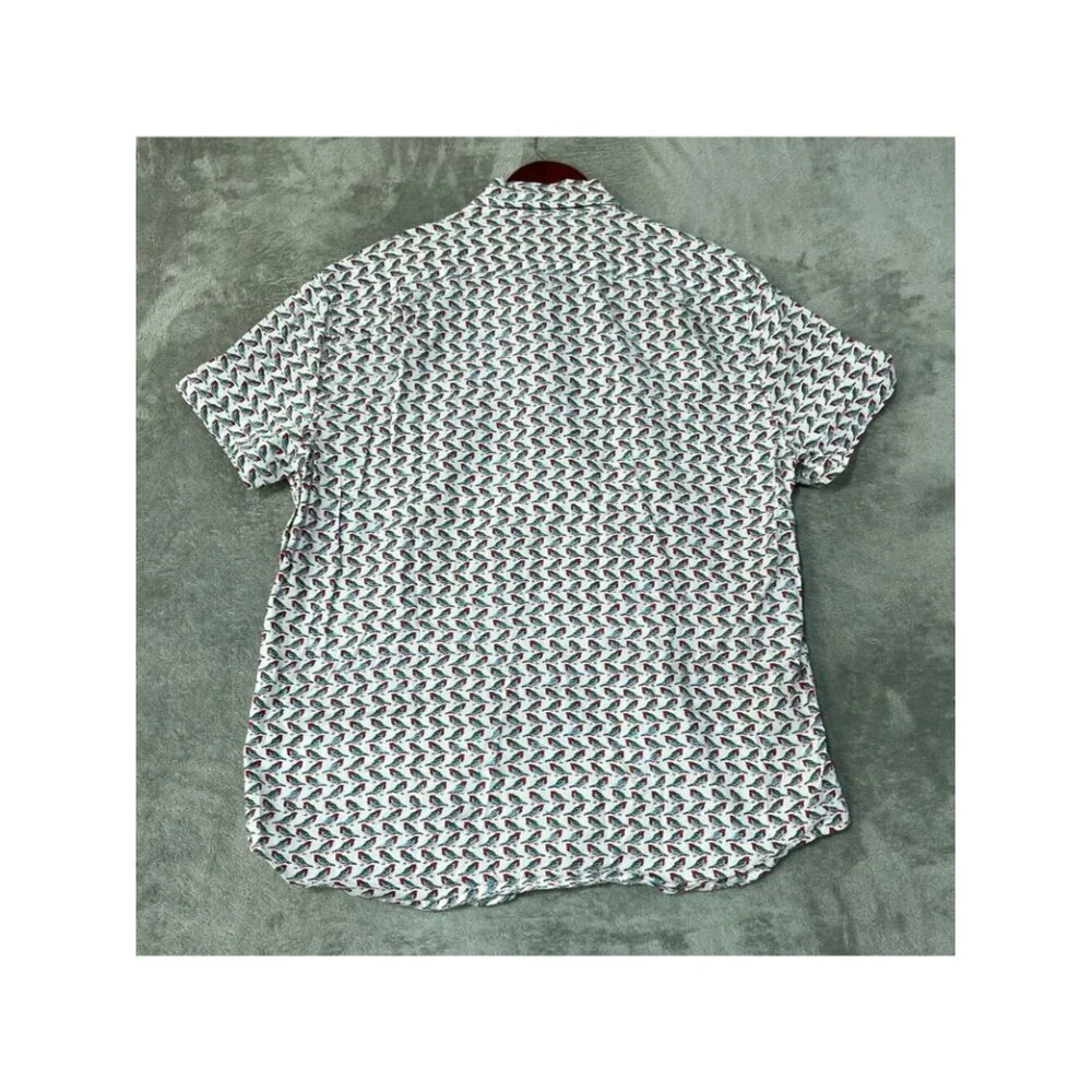 J.Crew Flex Men's XL Shirt Slim Bird All over Print Cotton Short sleeve